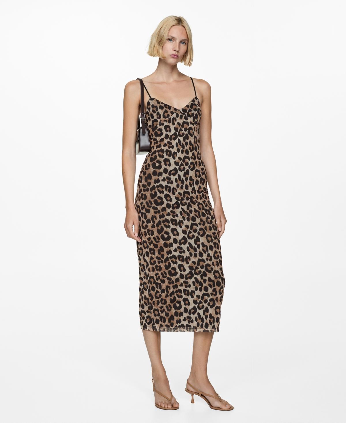 Mango Womens Leopard Midi Dress Product Image