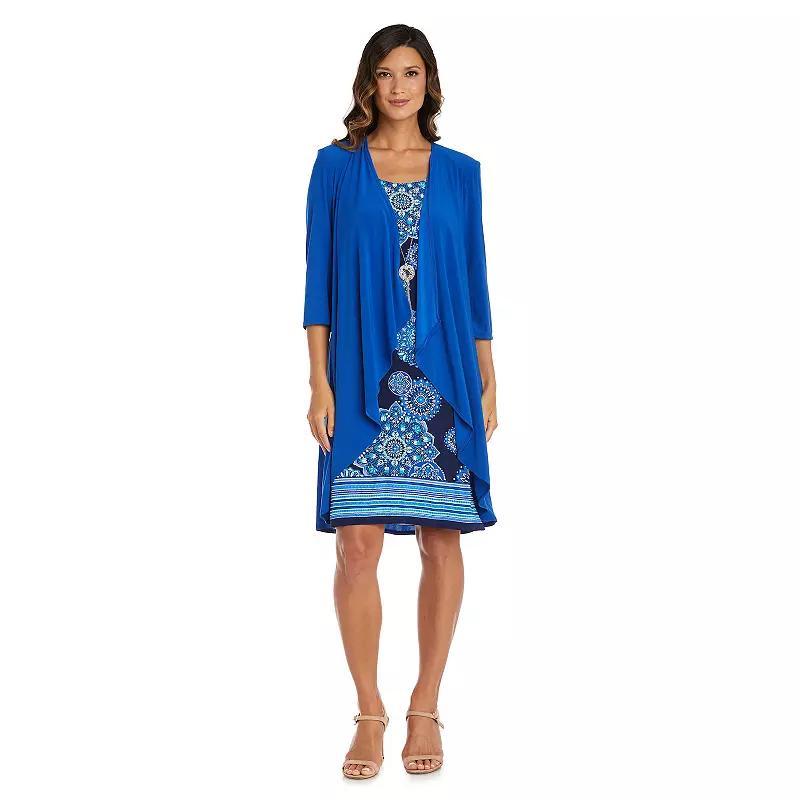 Womens R&M Richards 2-pc. Print Sleeveless Sheath Dress & Cardigan Set Blue Royal Product Image