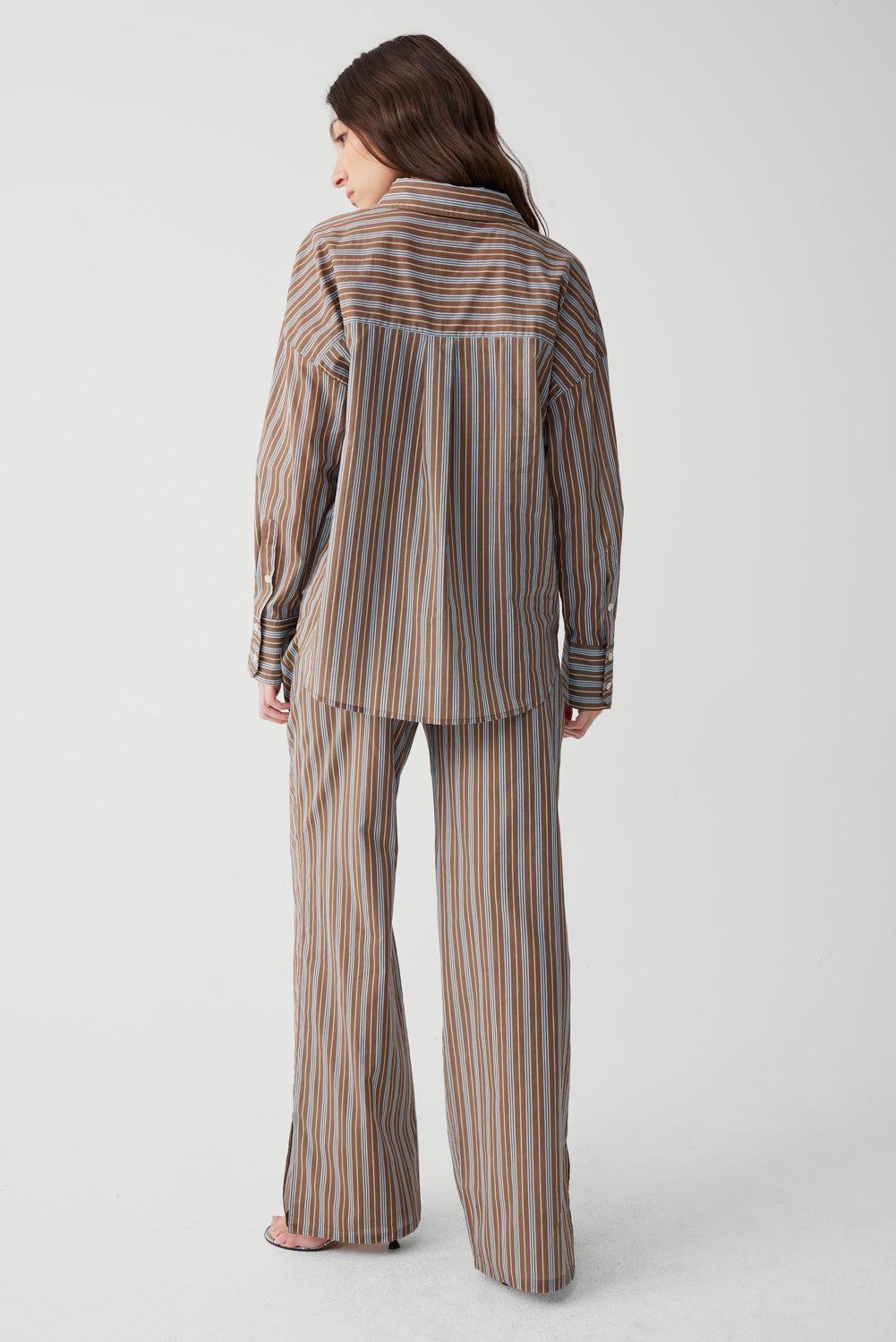 Daisy Striped Low Rise Pant - Ocean Stone Product Image