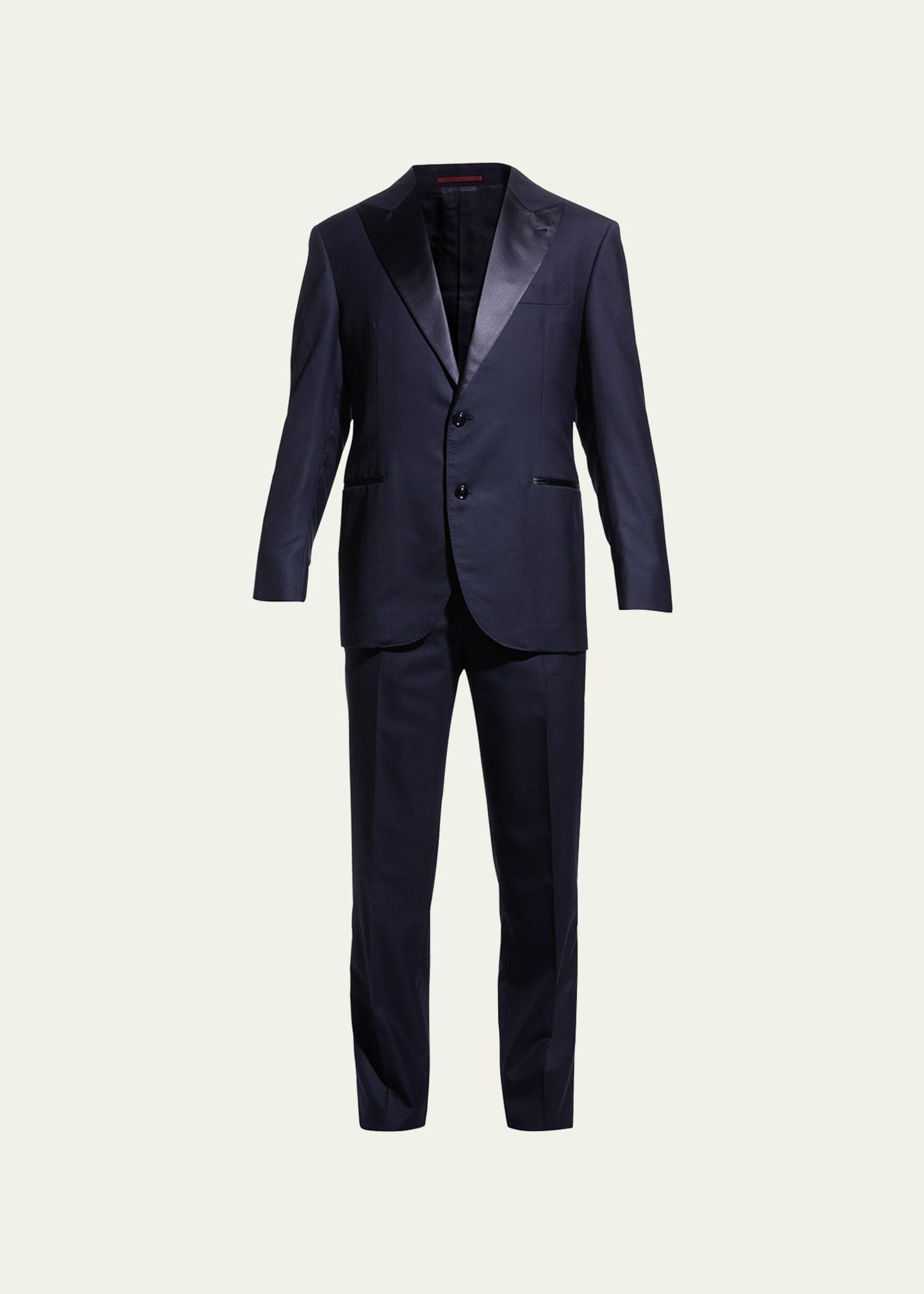 Mens Solid Peak-Lapel Tuxedo Product Image