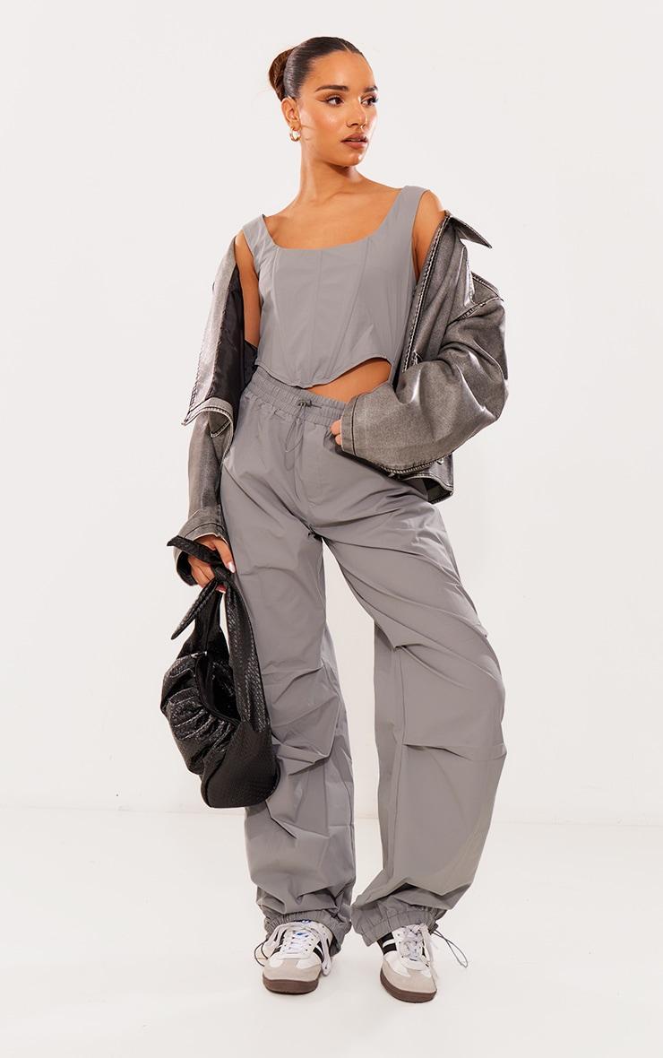 Charcoal Parachute Utility Corset Detail Jumpsuit Product Image