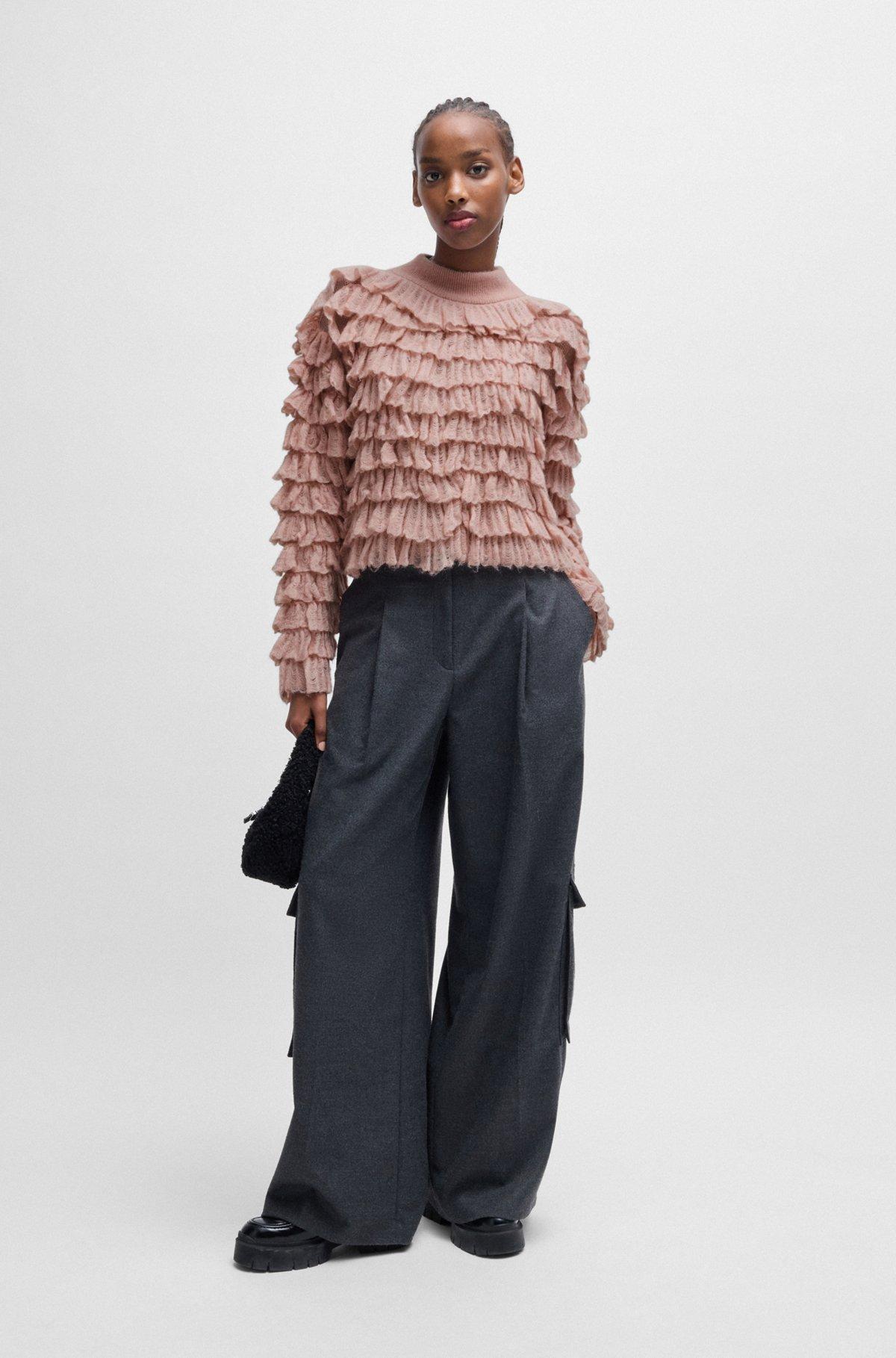 Oversize-fit mock-neck sweater with frilled structure Product Image