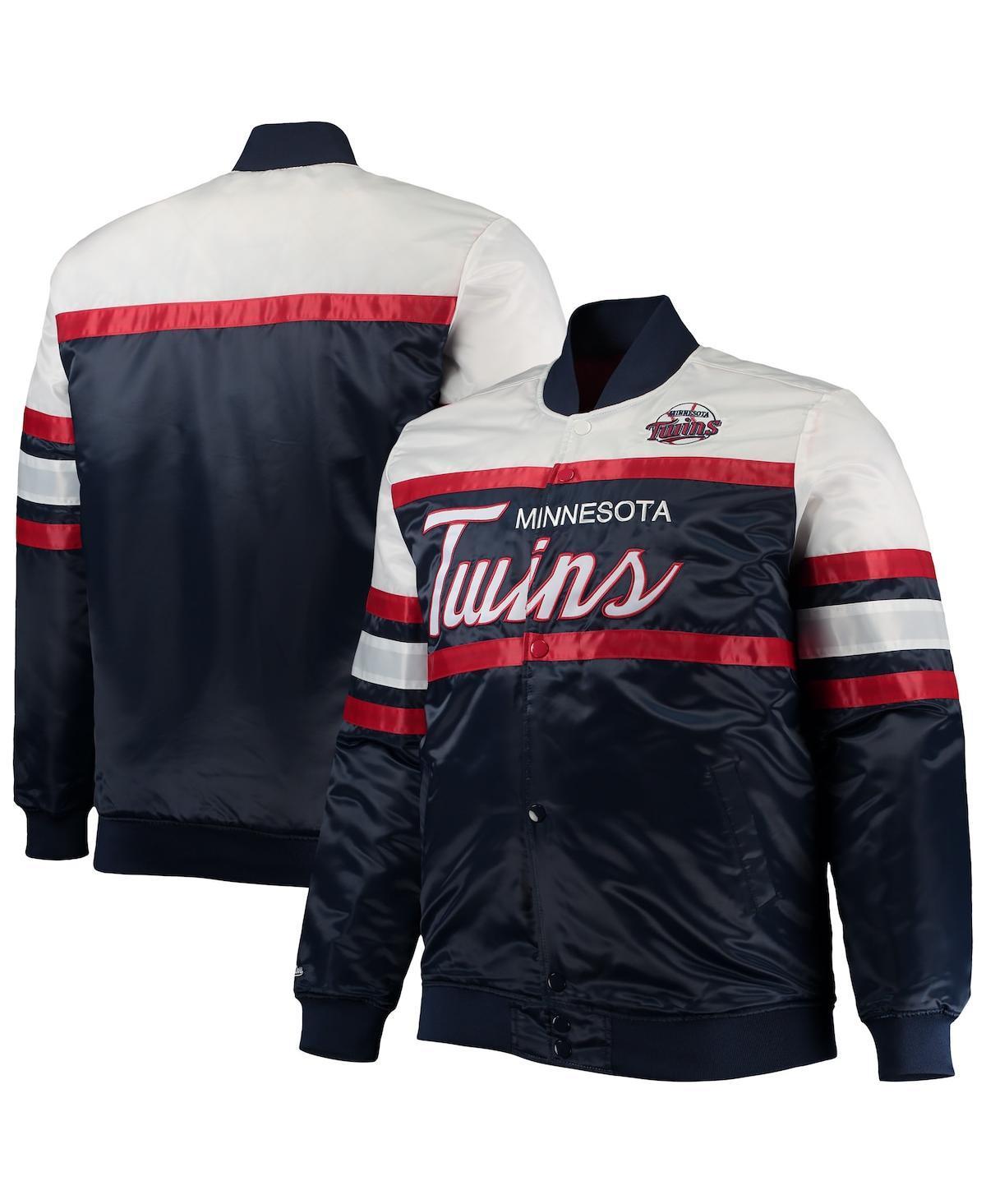 Mens Mitchell & Ness /Red Minnesota Twins Big & Tall Coaches Satin Full-Snap Jacket Blue Product Image