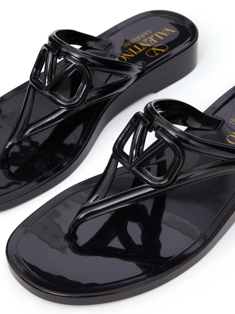 VALENTINO GARAVANI Vlogo Jelly Wedge Flip Flop In Black Product Image