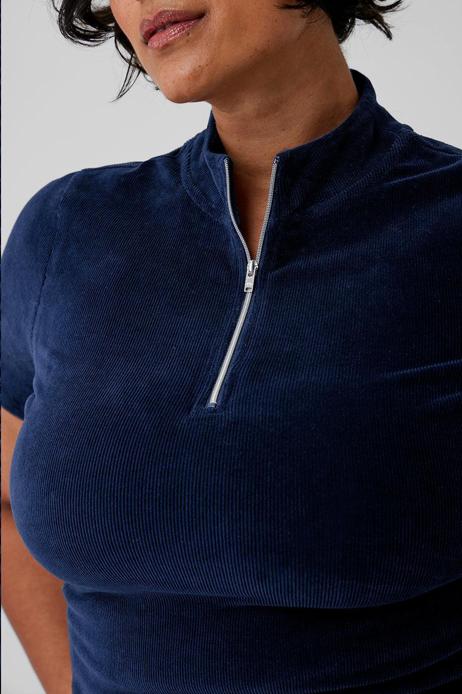 Micro Corduroy Winter Break Mock Neck - Navy Female Product Image