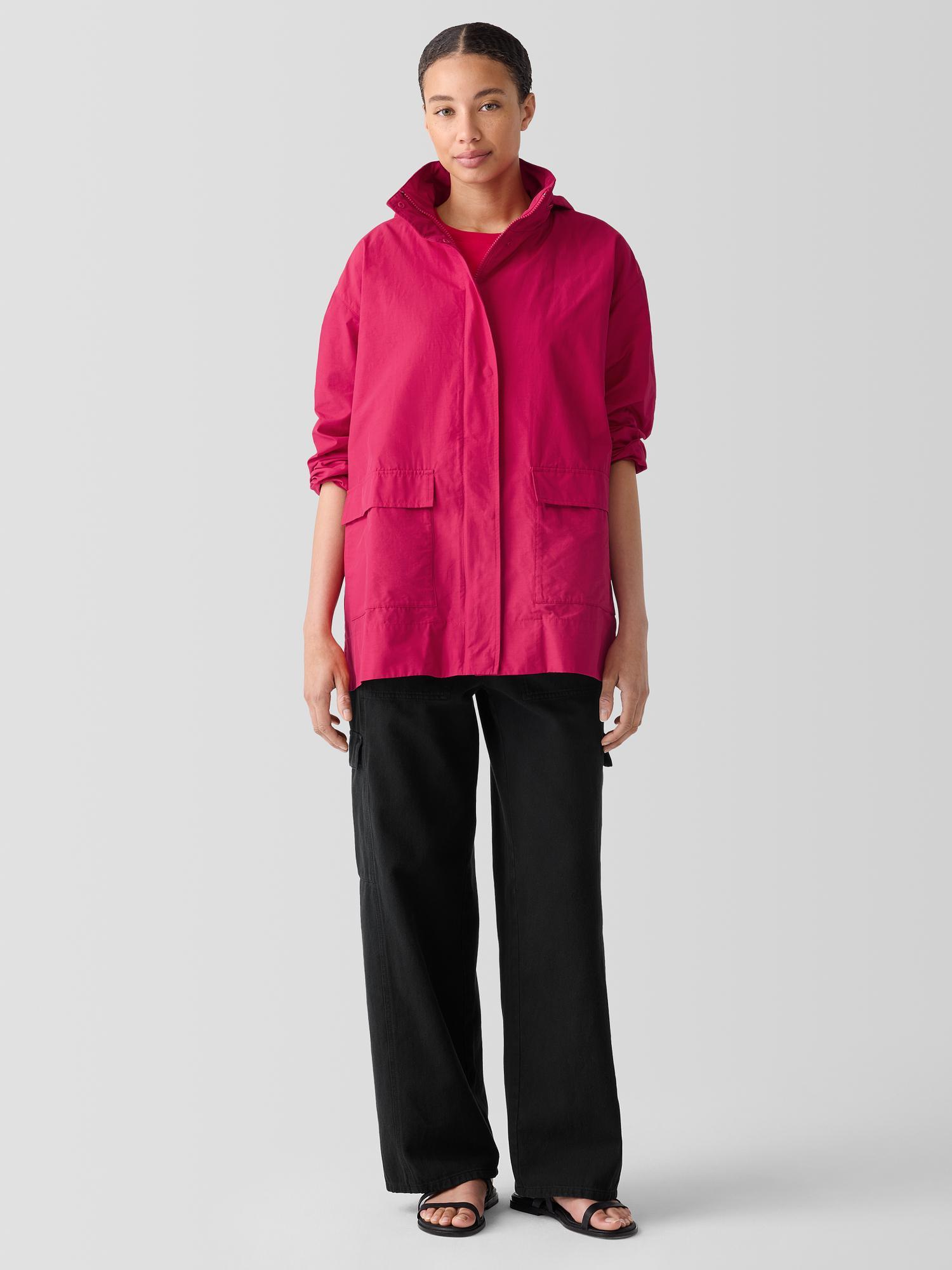 EILEEN FISHER Light Cotton Nylon Stand Collar Jacketfemale Product Image