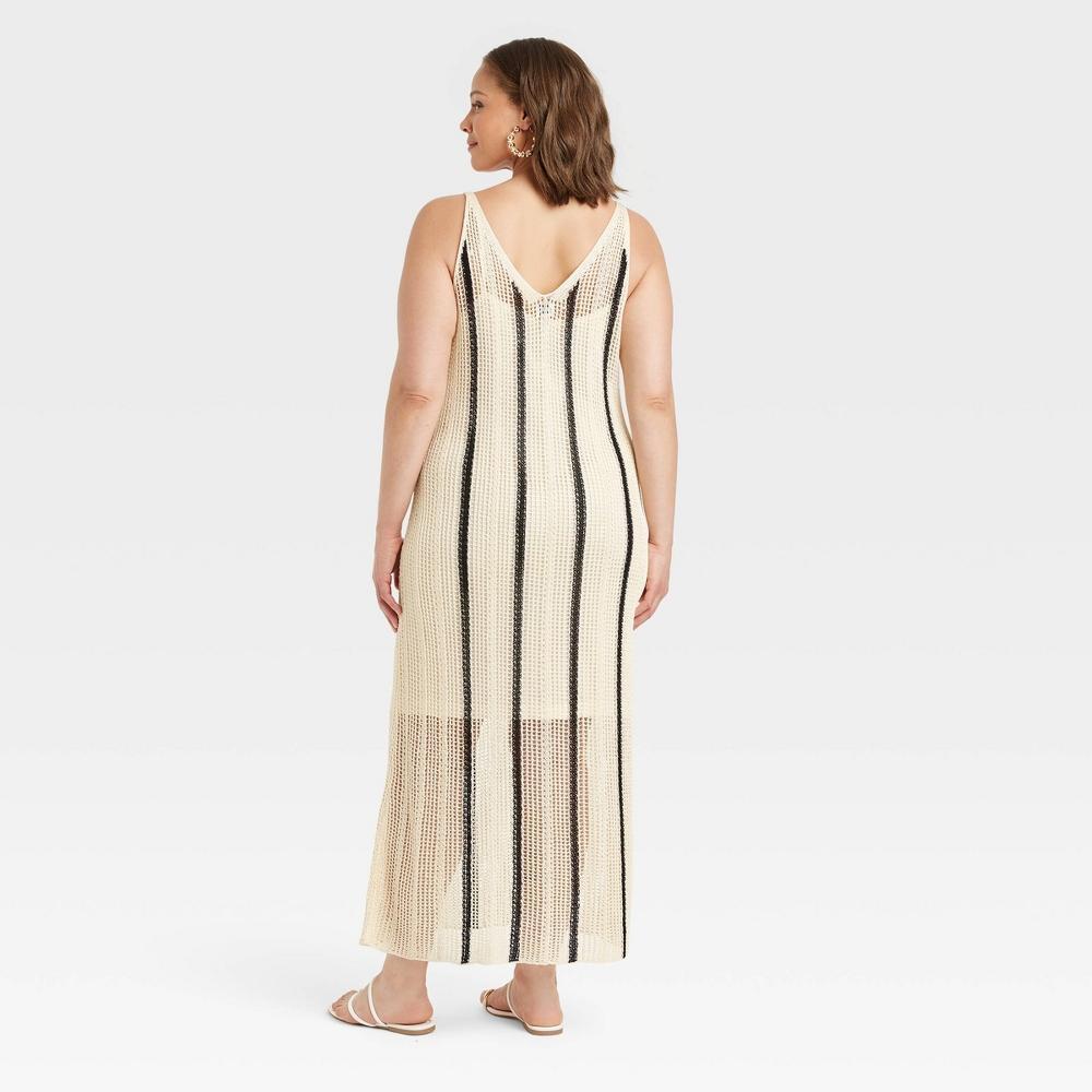 Womens Open Work Maxi Sundress - A New Day Cream/Black Striped Product Image