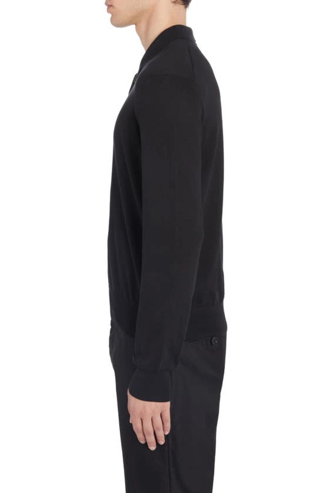 Long-sleeved Polo Shirt In Black Product Image