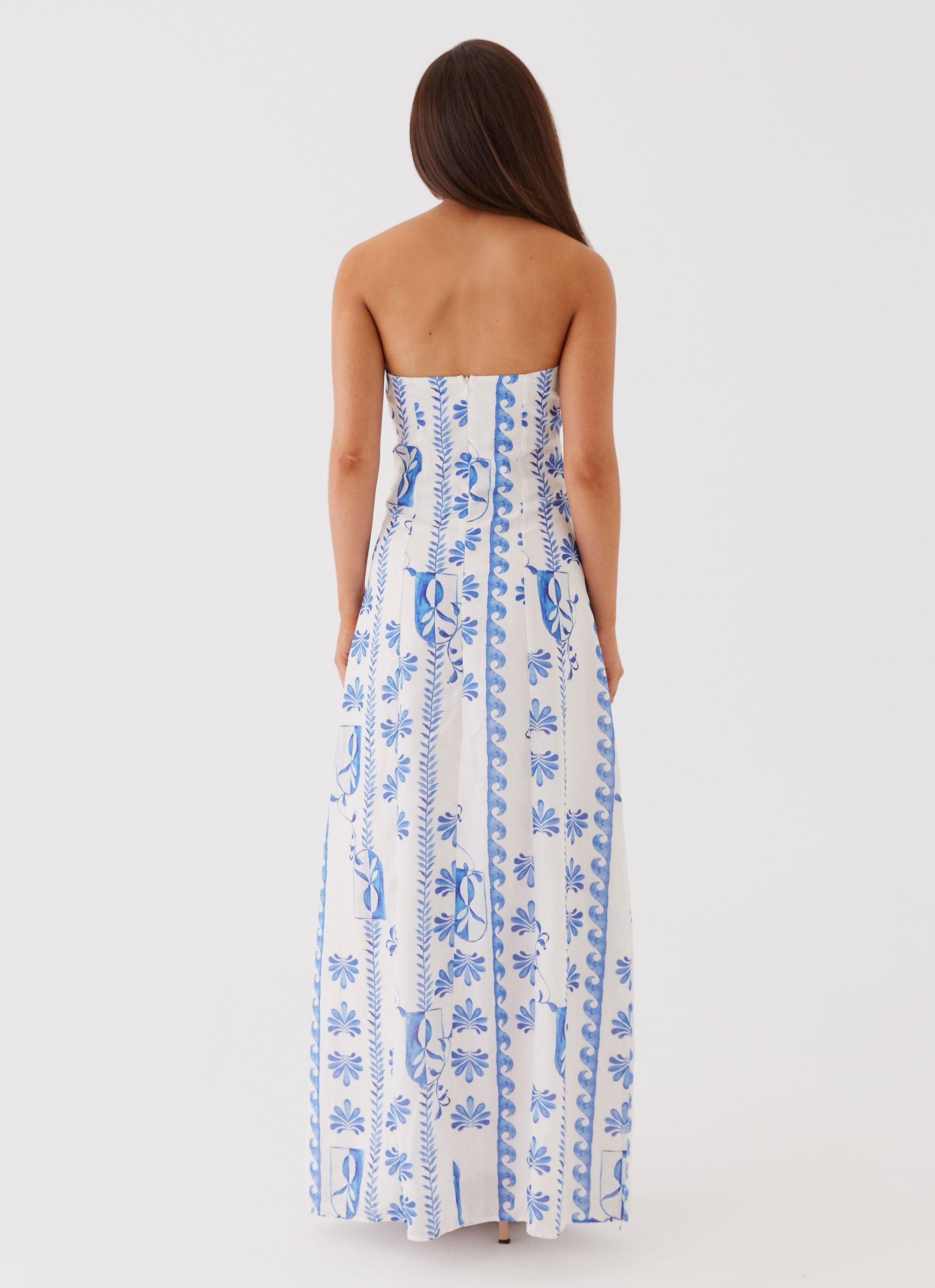 Tayla Linen Maxi Dress - Floral Wave Product Image