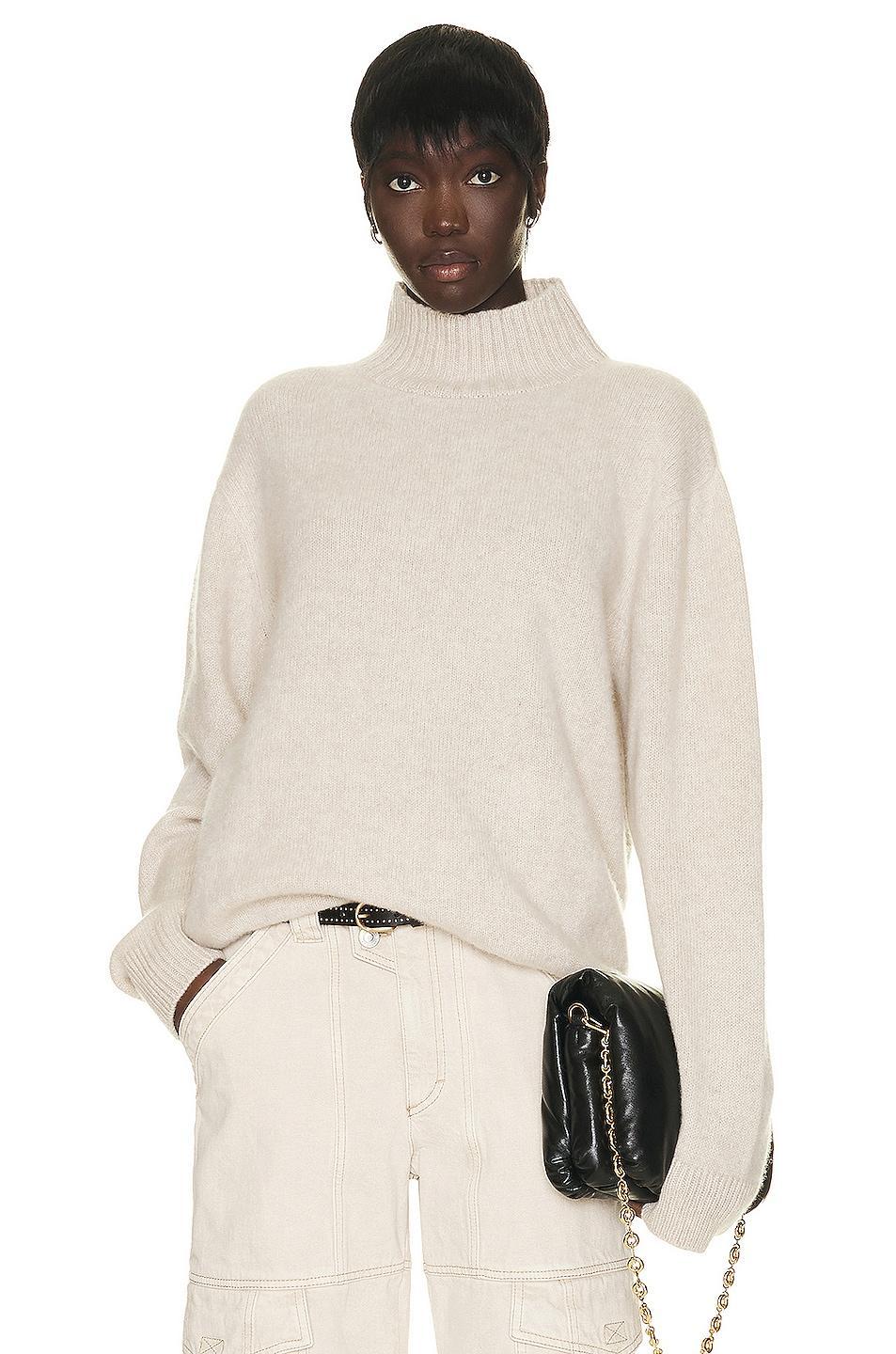 The Elder Statesman Relaxed Turtleneck Sweater in White Product Image