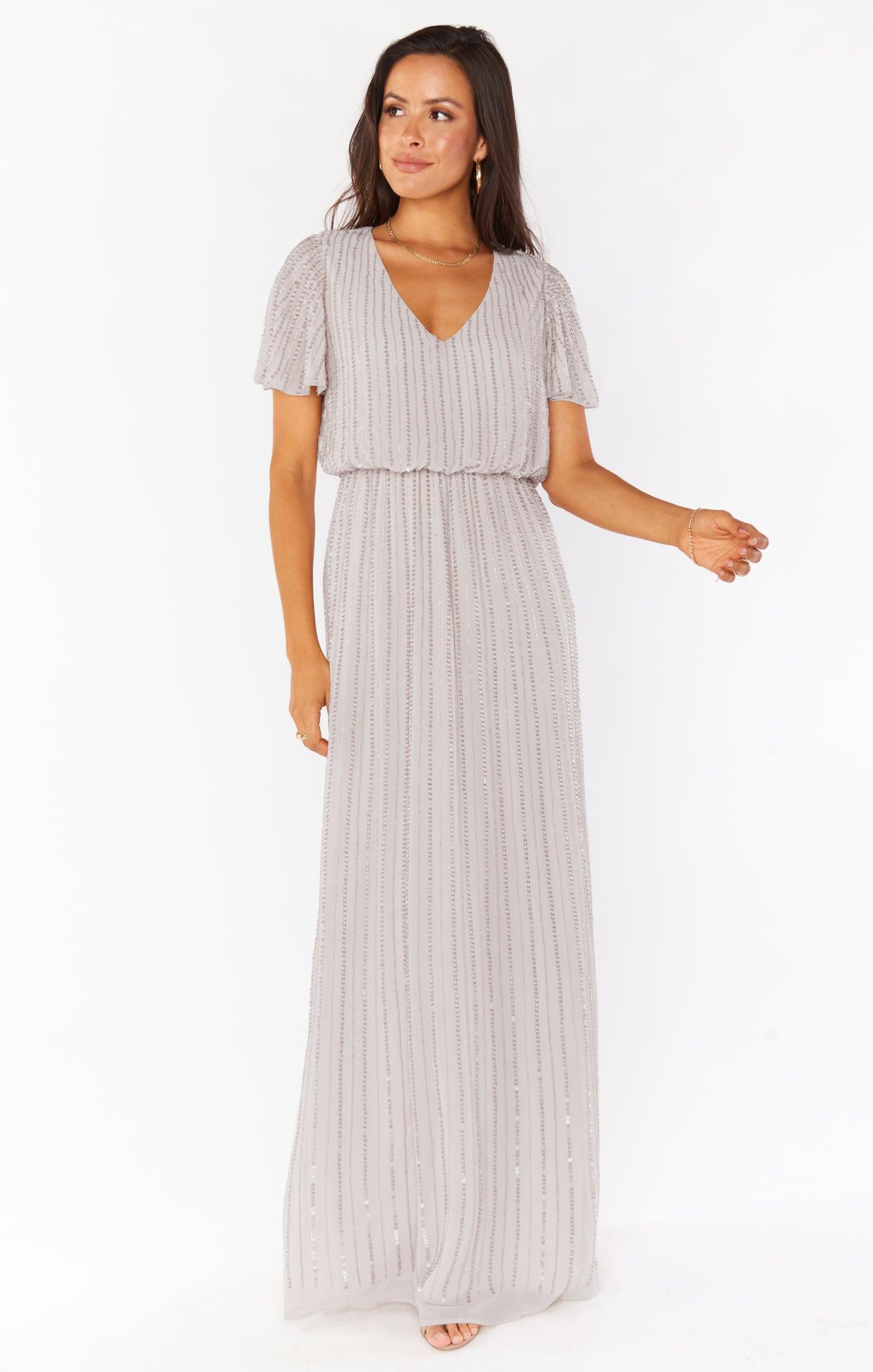 Michelle Flutter Maxi Dress ~ Dove Grey Beaded product image