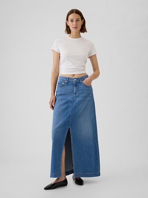 UltraSoft Denim Maxi Skirt Product Image