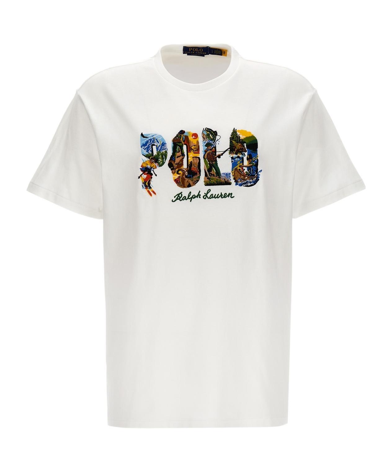 POLO RALPH LAUREN Men's Classic-fit Graphic Logo Jersey T-shirt In White Product Image