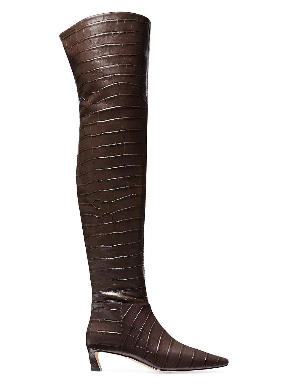 Womens Cosmo 40MM Crocodile-Embossed Leather Thigh-High Boots Product Image