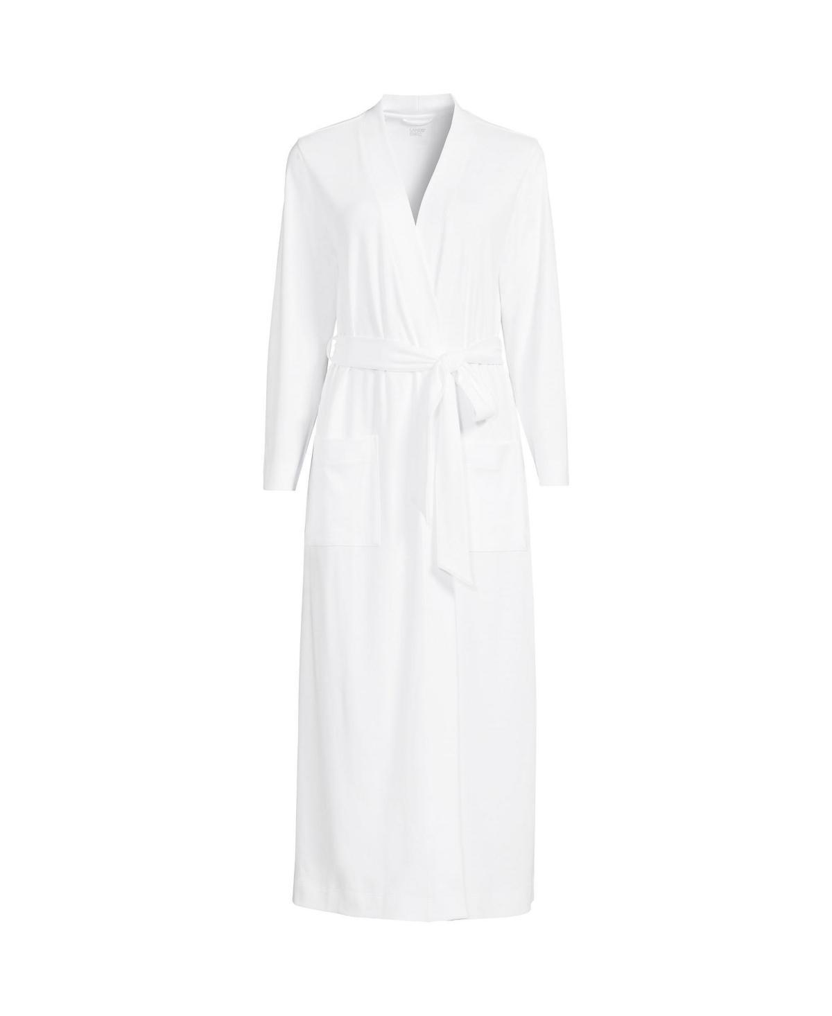 Petite Lands End Cotton Wrap Robe, Womens Blue Product Image