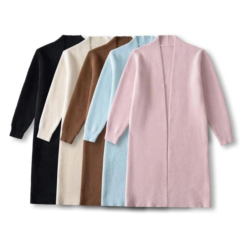 Plain Midi Open Front Cardigan Product Image