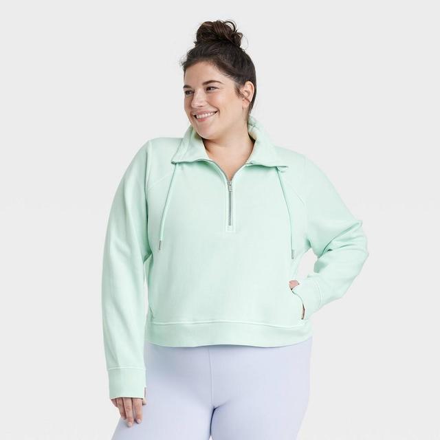 Womens Half Zip Fleece Pullover - All in Motion Mint 4X Product Image