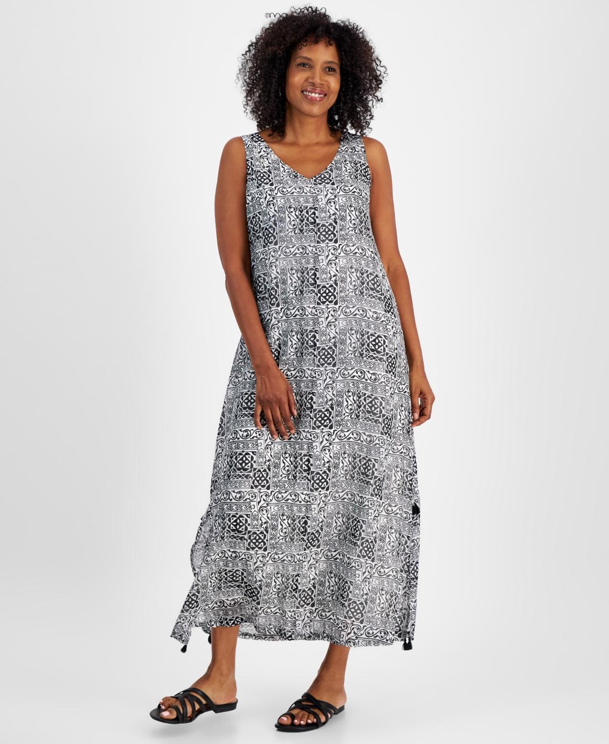 Jm Collection Womens Printed Tassel-Trim Maxi Dress, Created for Macys Product Image