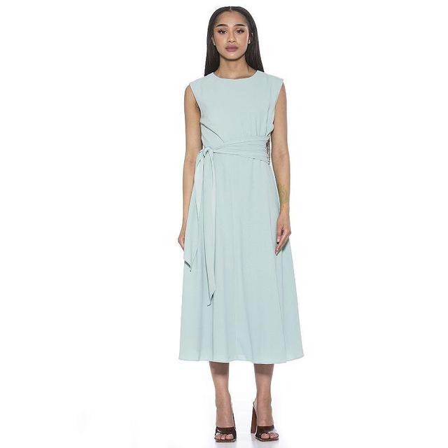 Womens ALEXIA ADMOR Paris Crewneck Asymmetric Draped Midi Dress Product Image