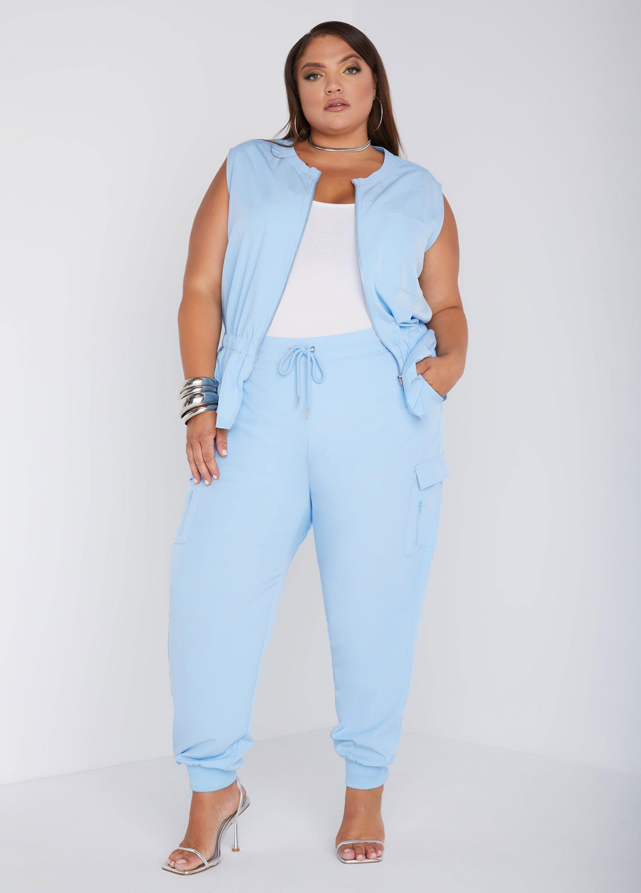 Plus Size Mid Rise Drawstring Cargo Joggers Ashley Stewart Product Image