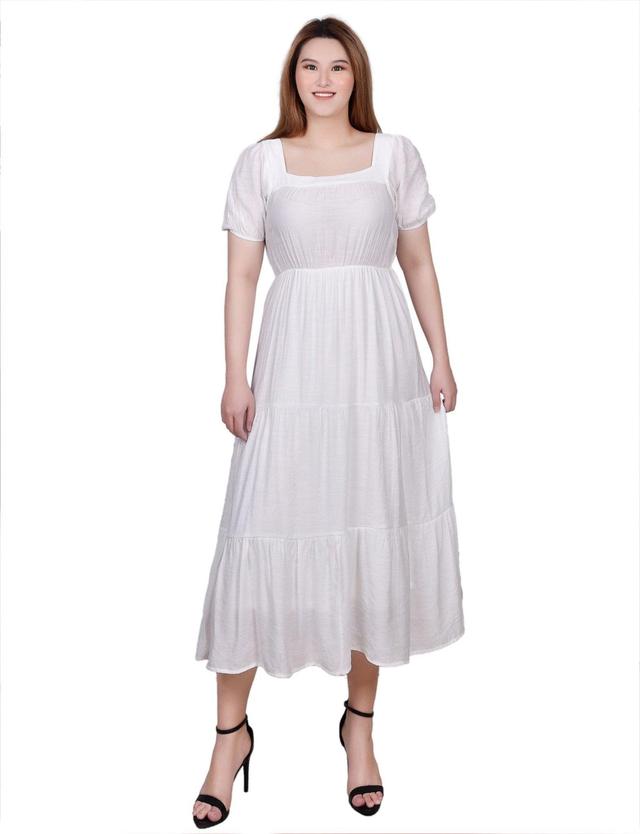 Short Sleeve Tiered Midi Dress Product Image