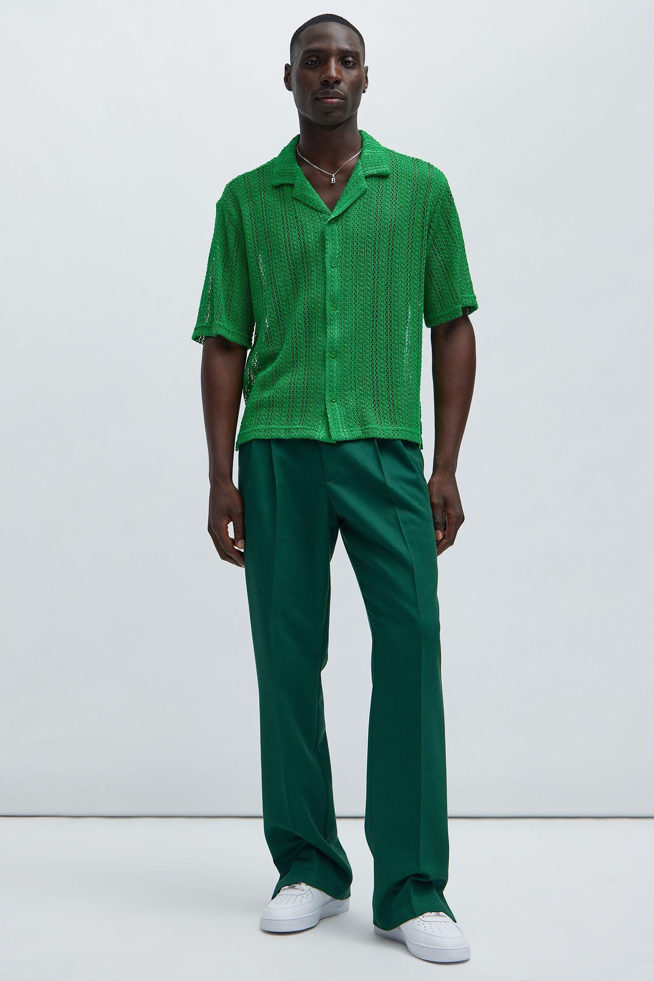 Atlas Textured Boxy Shirt - Green Product Image