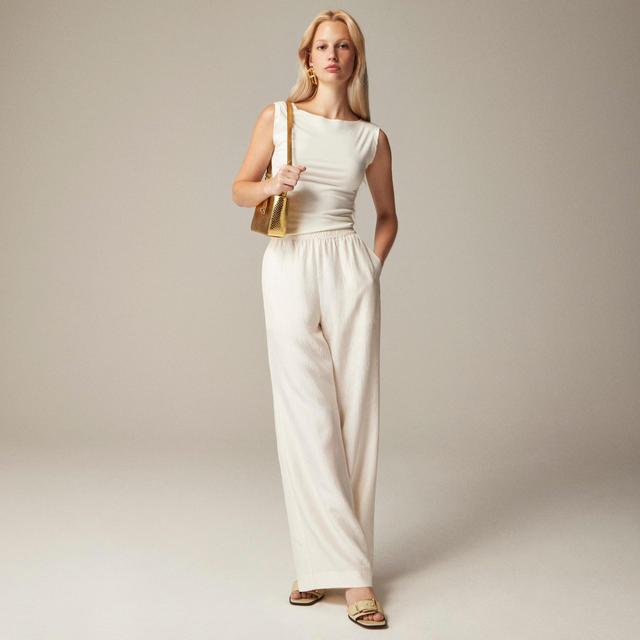 Pull-on pant in textured satin Product Image