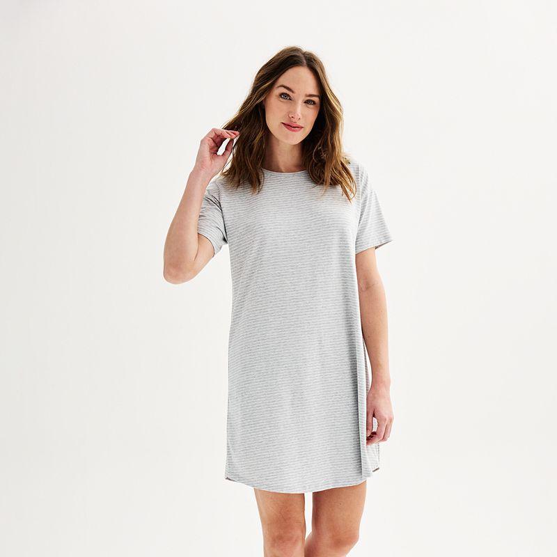 Womens Sonoma Goods For Life Long Knit Short Sleeve Sleep Shirt Product Image