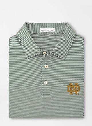 Peter Millar Mens Notre Dame Jubilee Stripe Performance Polo | Color: Green | Size: XL | ND Product Image