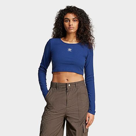 Adidas Womens Essentials Lifestyle Ribbed Cropped Long-Sleeve T-Shirt Product Image