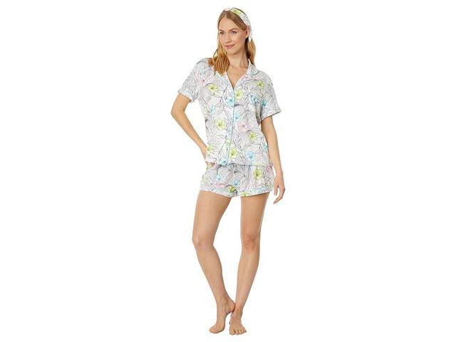 P.J. Salvage Playful Prints PJ Set with Headband (White Tropical) Women's Pajama Sets Product Image