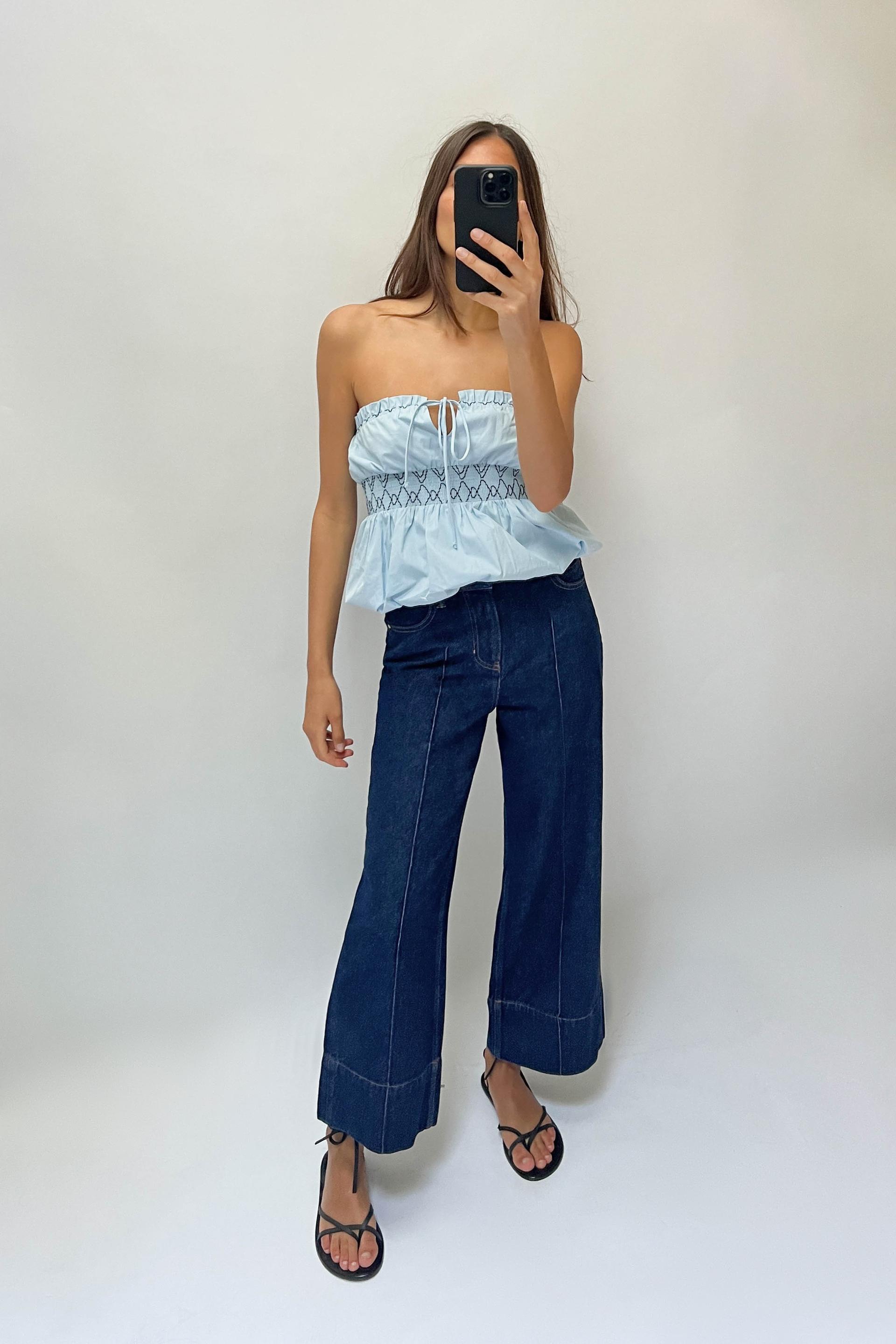 CROPPED HIGH WAIST WIDE LEG FRONT CENTRAL SEAM Z1975 JEANS product image