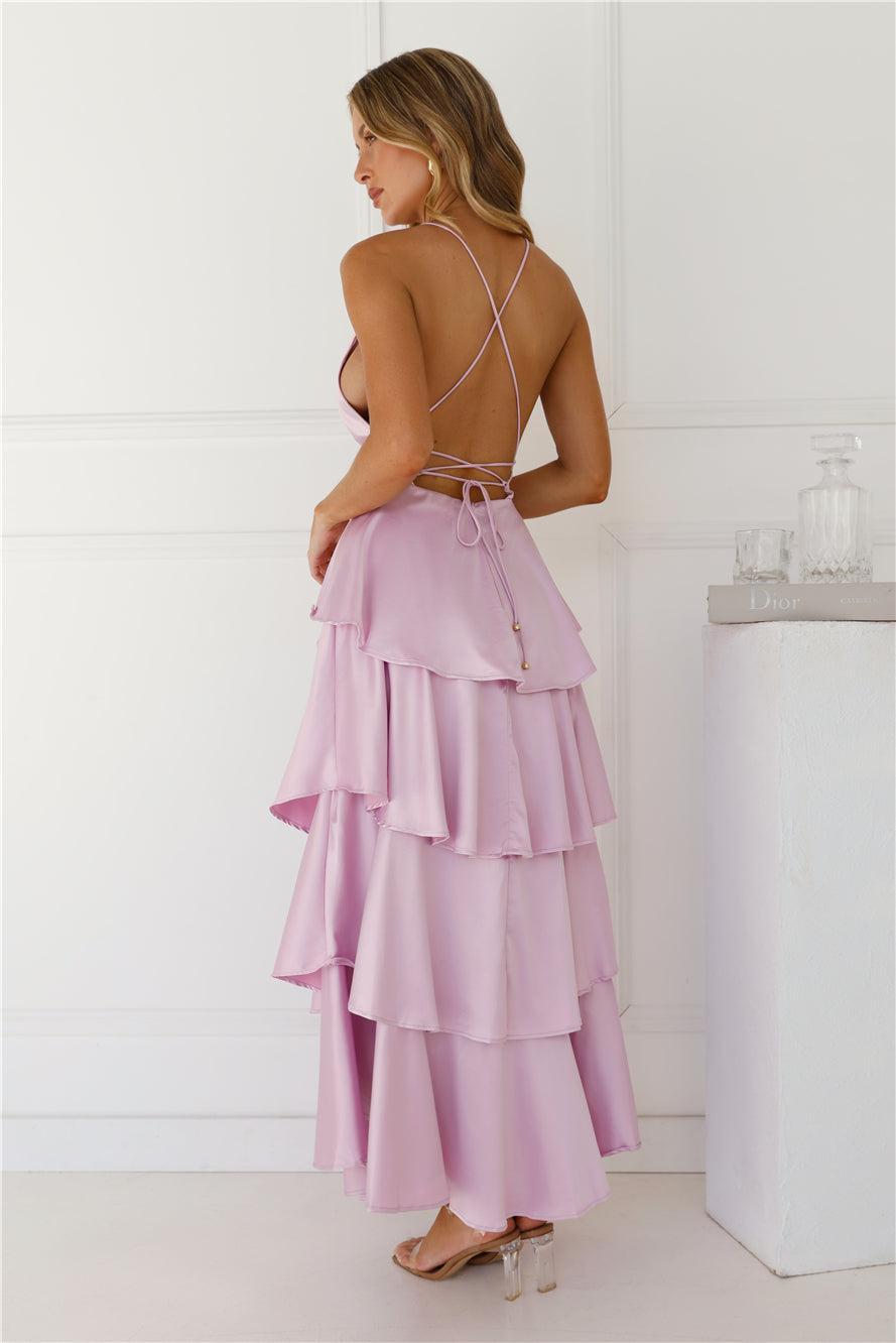 Party Of The Year Satin Maxi Dress Lilac Product Image