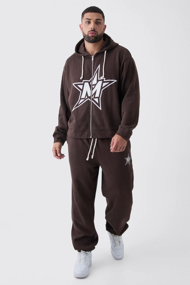 Plus Oversized Boxy Official Hoodie & Relaxed Sweatpants Tracksuit | boohooMAN USA Product Image