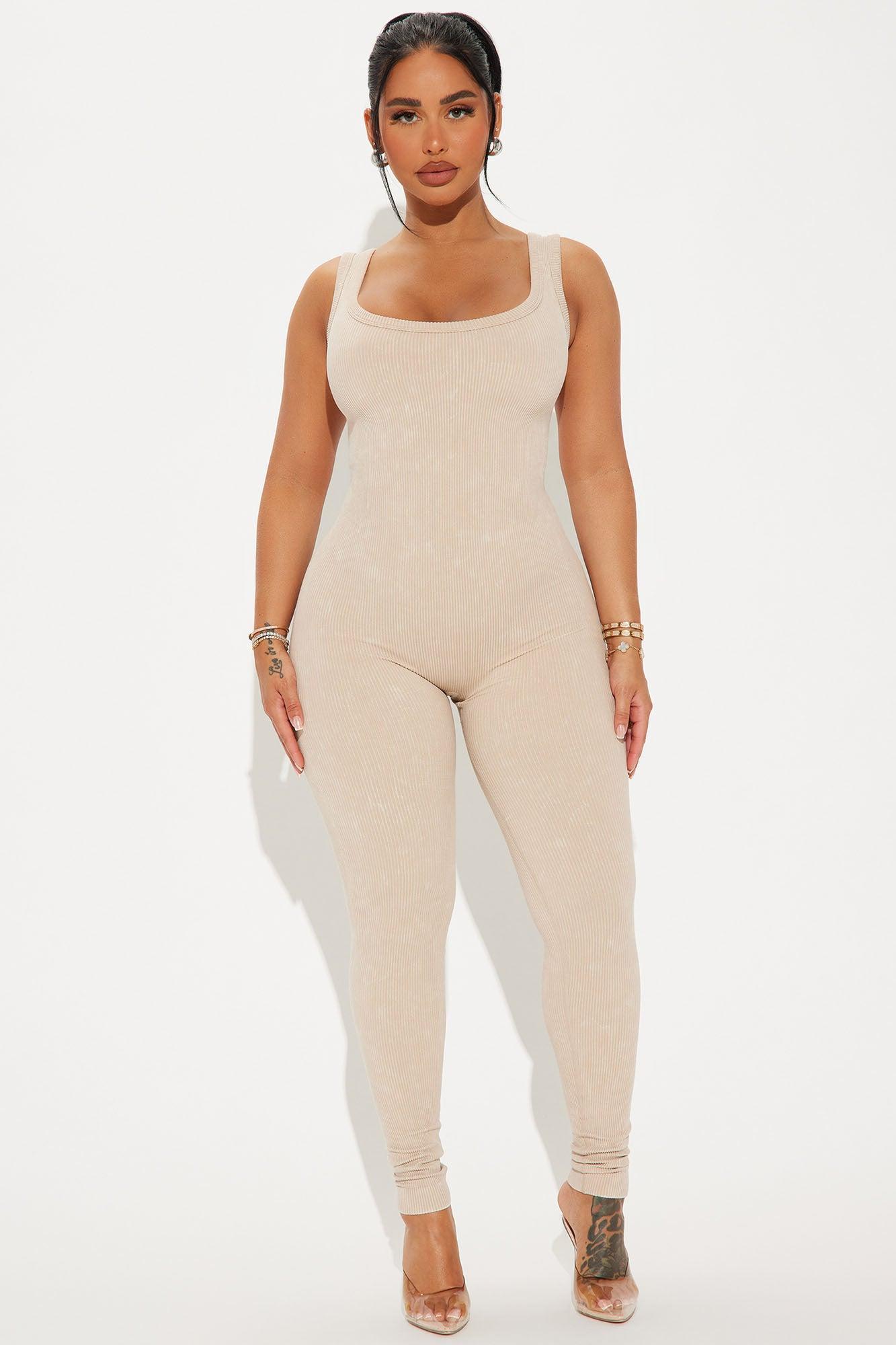 Melissa Washed Seamless Jumpsuit - Taupe Product Image