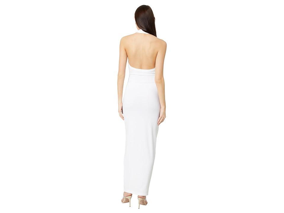 Norma Kamali Tie Front Halter Gown White. (also in L, S, XL). Product Image