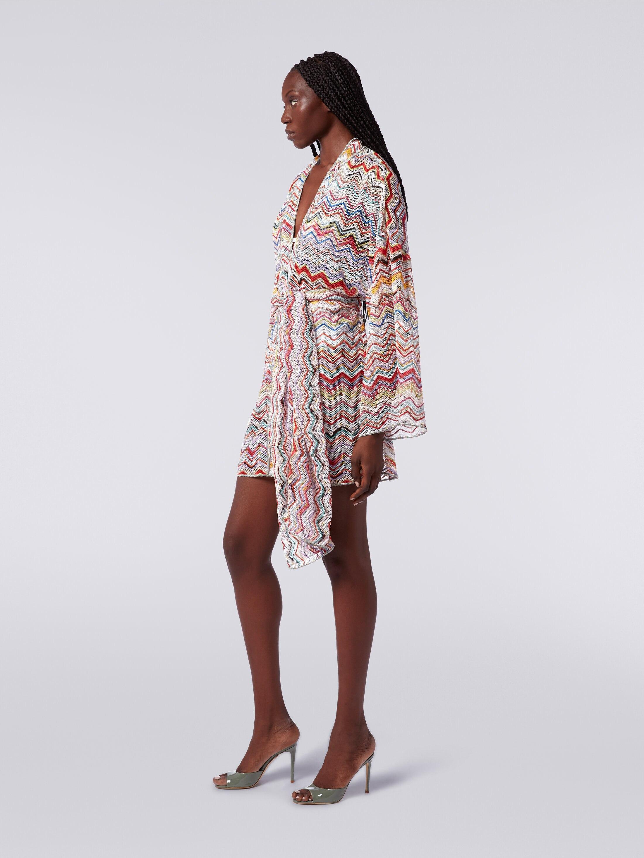 Dressing gown cover up in zigzag crochet with lurex Product Image