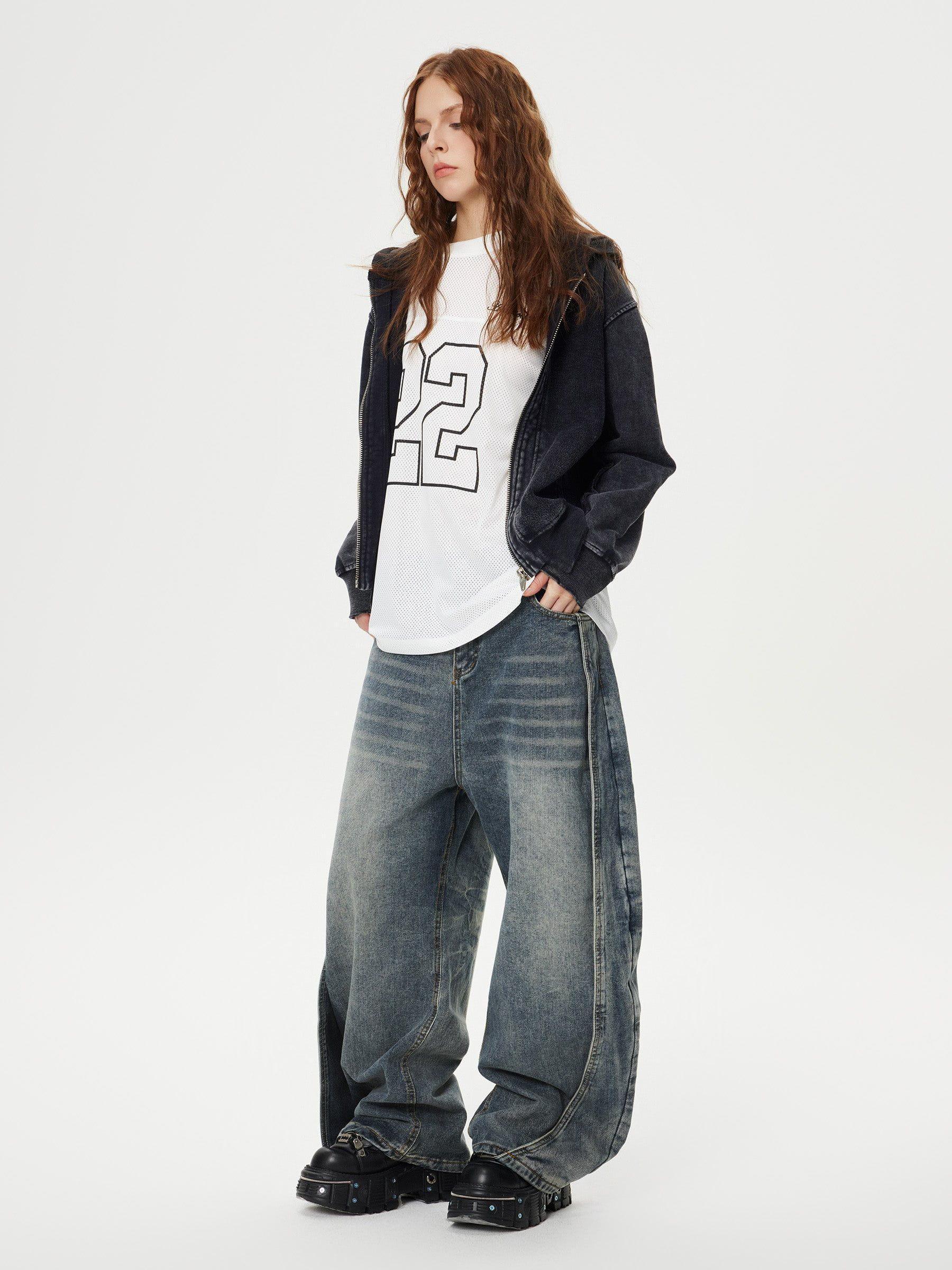 Aelfric Eden Deconstruction Patchwork Washed Loose Jeans Product Image