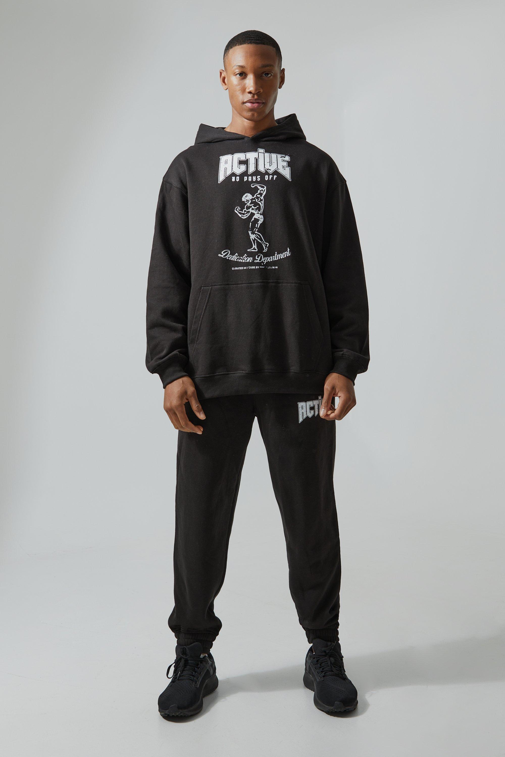 Man Active Oversized Graphic Hooded Tracksuit | boohooMAN USA product image