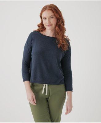 Plus Size Cotton Classic Fine Knit Wide Neck Sweater Product Image