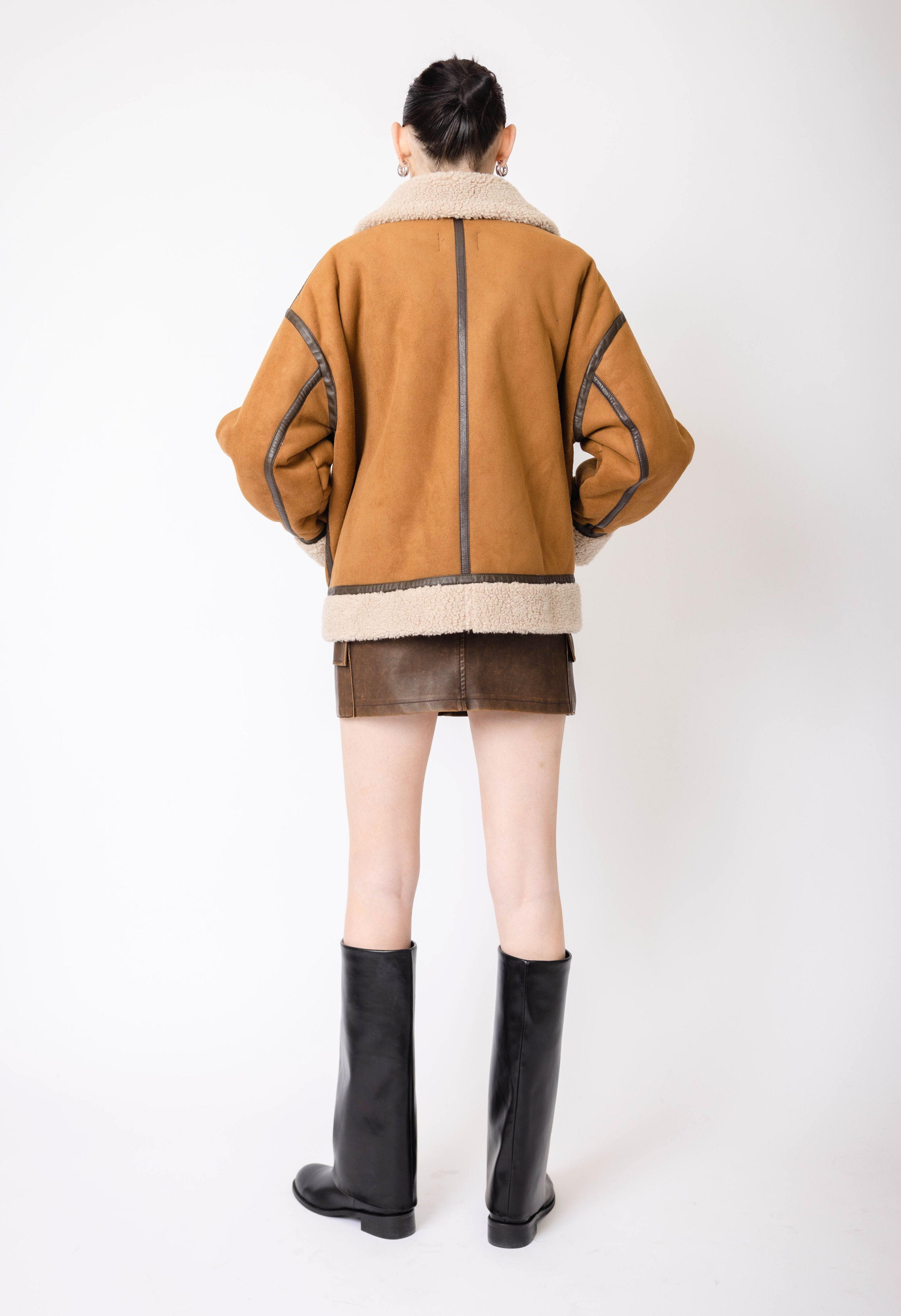 Jaqui Shearling Vegan Suede Jacket Product Image