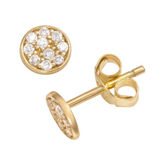 Sophie Miller 14k Gold Over Silver Cubic Zirconia Disc Stud Earrings, Womens, White Product Image