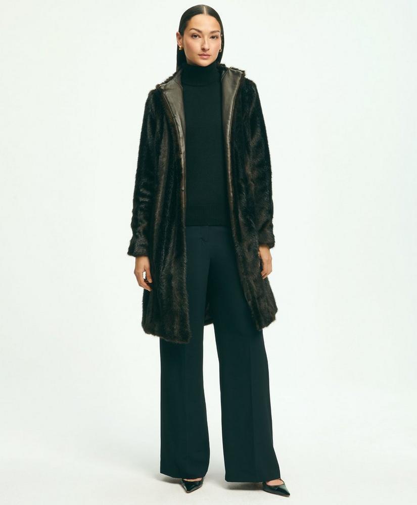 Faux Fur Belted Mock Neck Coat Product Image