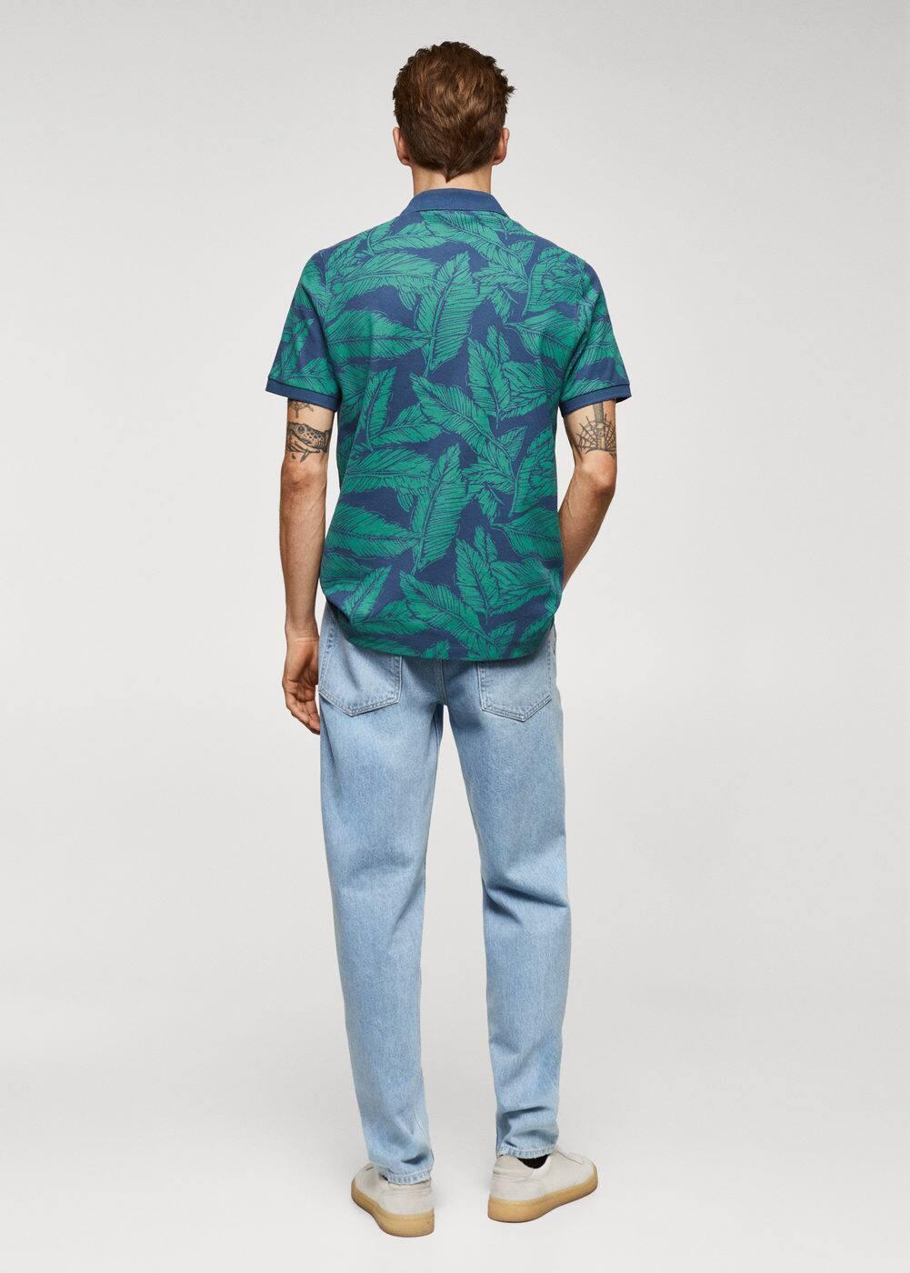 MANGO MAN - Tropical print cotton polo shirt greenMen Product Image