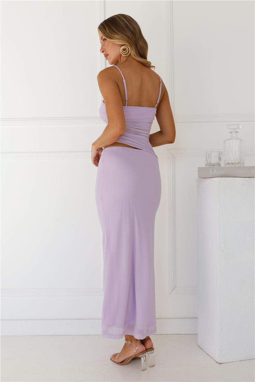 Contemporary Chic Mesh Maxi Dress Lilac Product Image