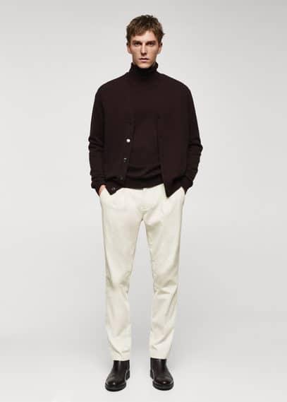 Mango Mens Pleated Corduroy Pants Product Image