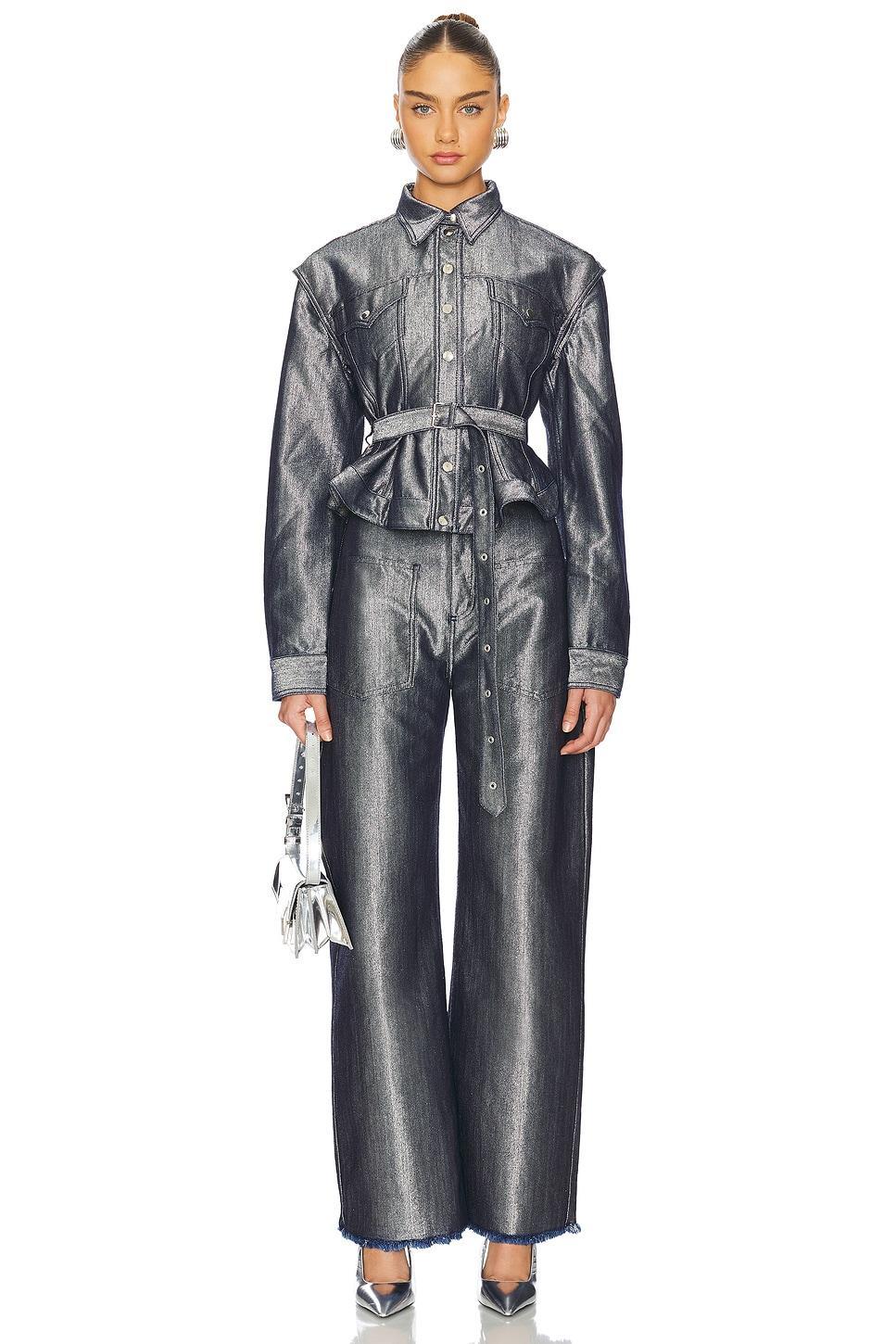 Silver Denim Cinched Jacket With Belt Marques ' Almeida Product Image