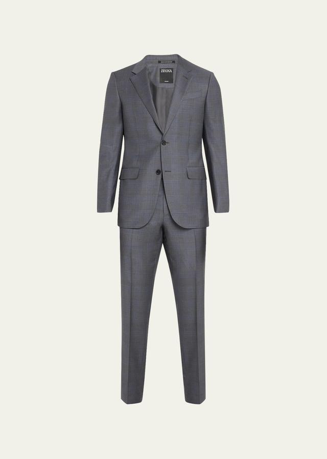 Mens Two-Tone Plaid Wool Suit Product Image