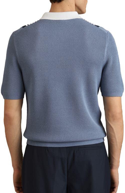 REISS Berlin Open Stitch Half Zip Polo Sweater In Blue/white Product Image