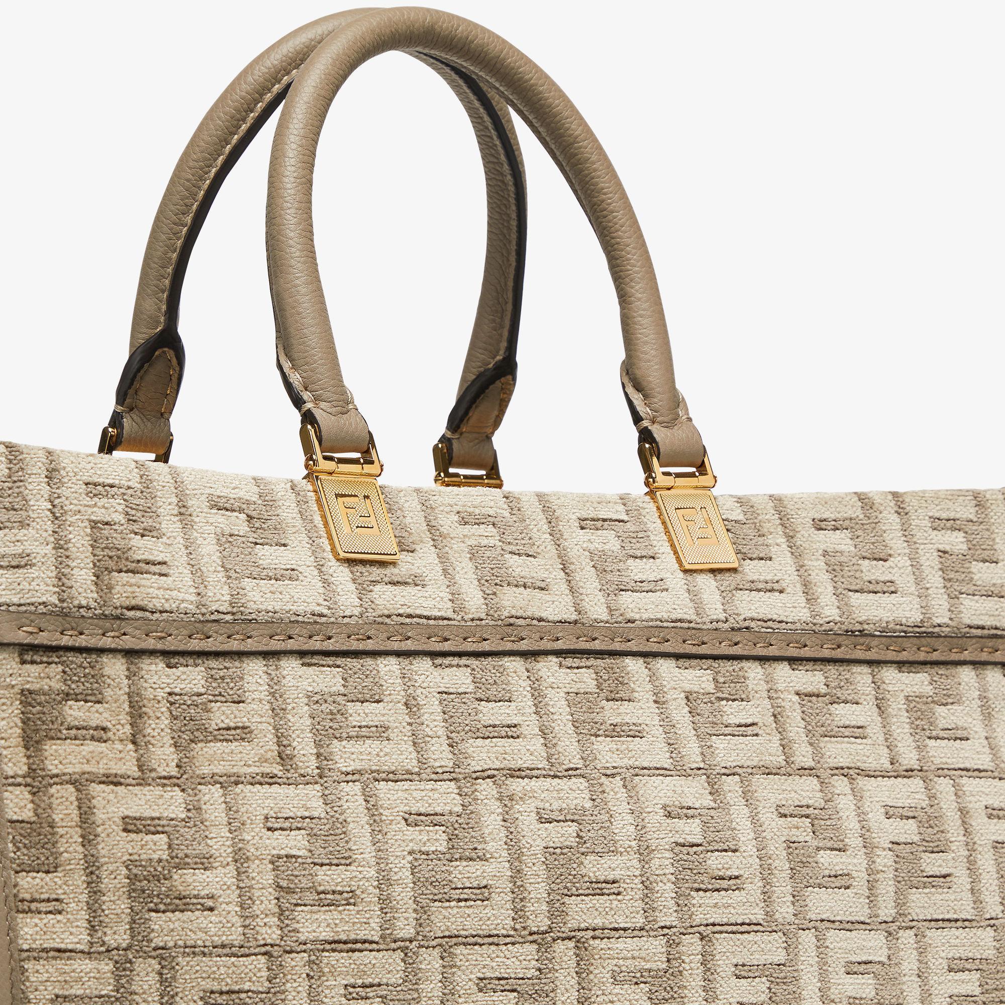 Fendi Sunshine Mediumdove gray tapestry shopper bag with FF motif Product Image